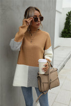 Load image into Gallery viewer, Color Block Round Neck Dropped Shoulder Sweater