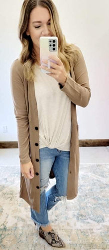 Colbie Long Cardigan- Taupe