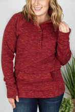 Load image into Gallery viewer, Quilted Button Snap Pullover - Red
