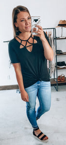 Silky Knit Top with Front Detail