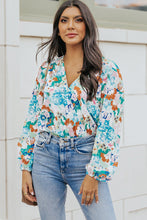 Load image into Gallery viewer, Floral Long Balloon Sleeve Blouse