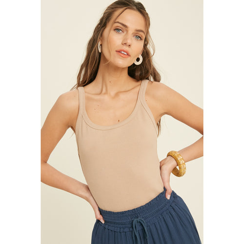 TAUPE BASIC RIBBED KNIT TANK TOP